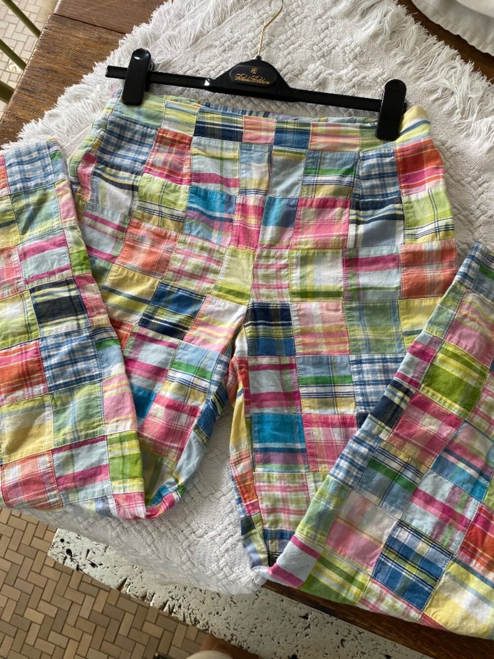 Brooks Brothers side zip madras patchwork pants size 8